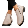 thumbnail image 4 of EKVAHL Women's Side Zipper Platform Ankle Booties, Faux Suede Lug Chunky Sole Fashion Short Boots, Round Toe Comfortable Anti-Slip Casual Walking Shoes Ankle Boots for Fall Winter, 4 of 7