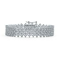 thumbnail image 1 of Bracelet Élégant de Mariée Grand AAA CZ Déclaration Plaqué Argent pour Femmes, Bal, Tenue Formelle de Mariage multi-Rangées Design à Carreaux, 1 of 6