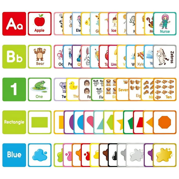 CCOCC 60pcs Alphabet Flash Cards Learn Letter Flash Cards Toddler Flash Cards Double-Sided Cards Colors Shapes and Numbers Educational Flashcards Early Learning First Word Cards