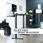 VIVO Electric 47 x 47 Corner Desk, Rustic Vintage Brown Table Top, Black Frame