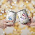 thumbnail image 2 of 12oz Stemless Wine Tumblers Pioneer Flower Floral Print Pattern Vacuum Insulated Stainless Steel Travel Tumbler Cups Mug with Lid and Straw for Champaign,Cocktail,Beer with Cleaning Brush, 2 of 5