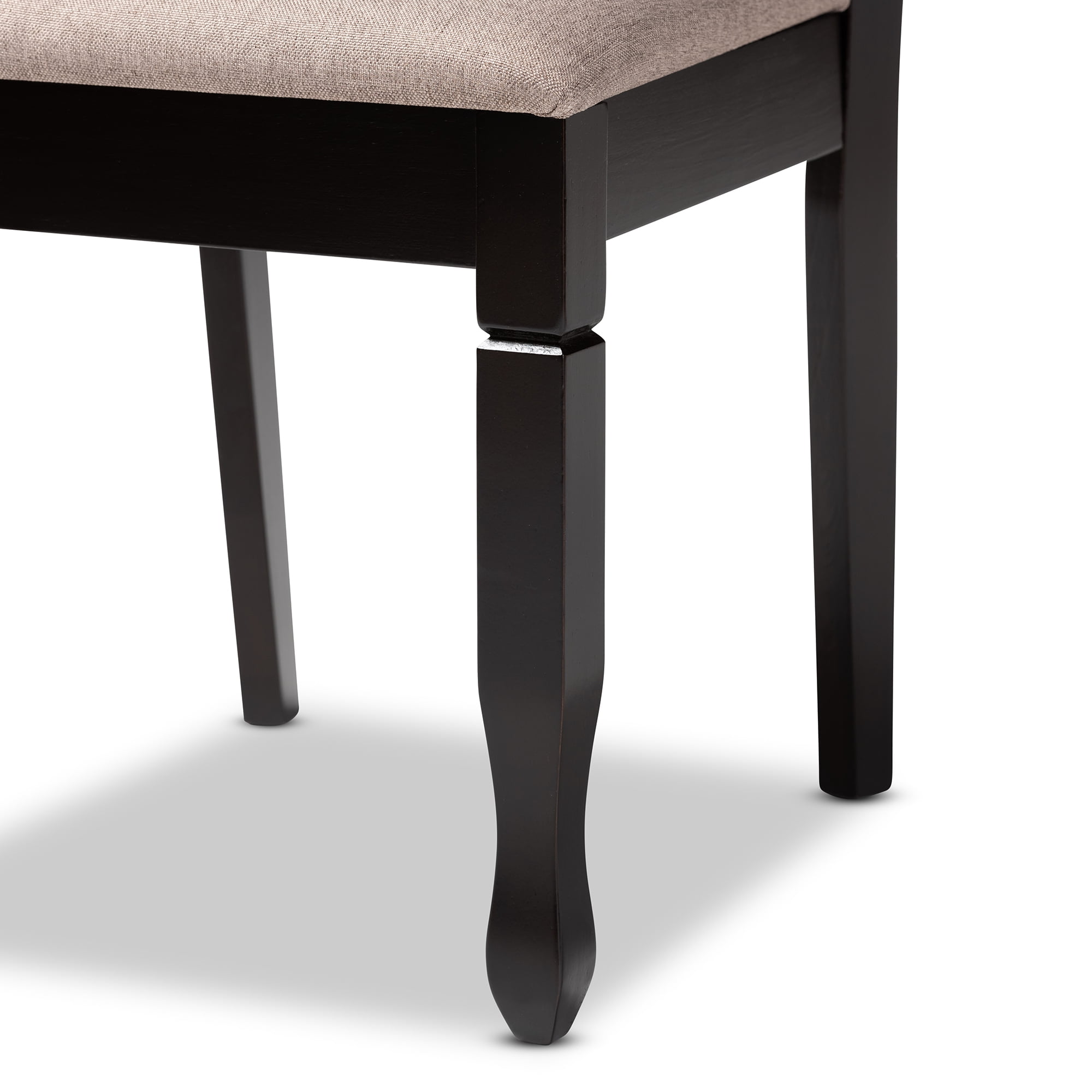 Baxton Studio Lanier Modern and Contemporary Sand Fabric Upholstered Dark Brown Finished 2-Piece Wood Dining Chair Set