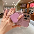 thumbnail image 2 of Cute Case for iPhone 14 Pro 6.1'', Purple Phone Case with Heart Holder Stand Kickstand Soft TPU Shockproof Protective Cover, Luxury Plating Bumper Case for Girls Women, 2 of 12