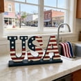 thumbnail image 7 of Patriotic Wooden USA Sign, 4th of July Table Decor, Independence Day Wooden Centerpiece for Home Party Desk Mantel, 7 of 7