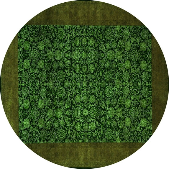 Ahgly Company Indoor Round Persian Green Traditional Area Rugs, 3' Round