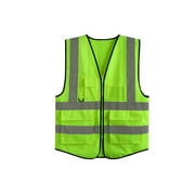 LA-2018 Reflective Safety Vest High Visibility Safety Vest Bright Neon Color Breathable Vest with Reflective Strips for Construction sanitation Worker Roadside Emergency M Size