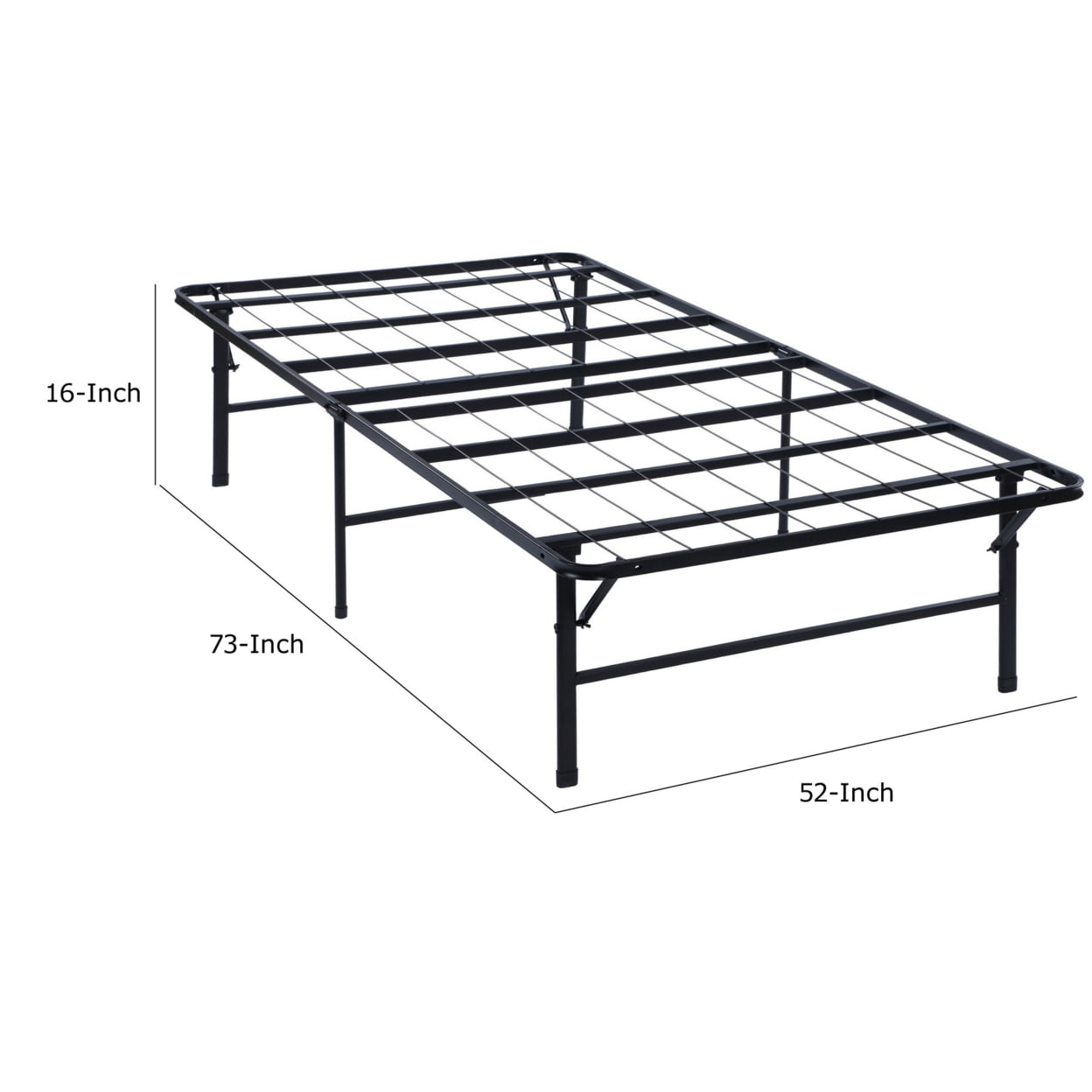 Adel Full Size Low Profile Bed Foldable Metal Frame Black - Saltoro Sherpi