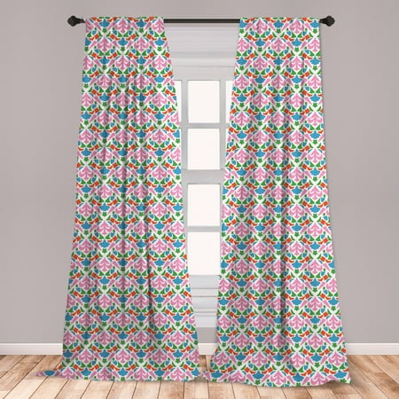 Curtain Color For Sky Blue Wall Abstract Curtains 2 Panels Set, Antique Inspired Floral Damask Demonstration in Unusual Summer Colors, Window Drapes for Living Room Bedroom, Sky Blue and Green, by Ambesonne ()