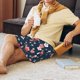 thumbnail image 5 of Balery Cherry Blossoms Pantalones cortos de pijama de punto de algodón para hombre con cinturilla y bolsillos-Large, 5 of 6