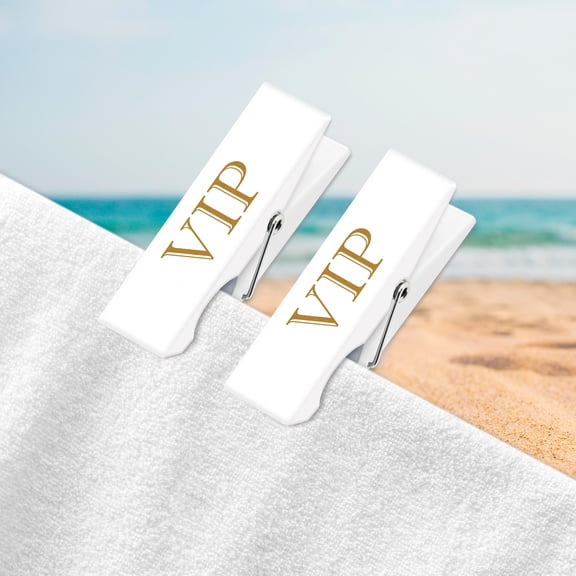 Mainstays Beach Towel Clips, VIP White, 2 Pieces set