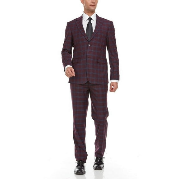 Adam Baker Men's Single Breasted Ultra Slim Fit 2-Piece Jacket, Trousers Suit Set