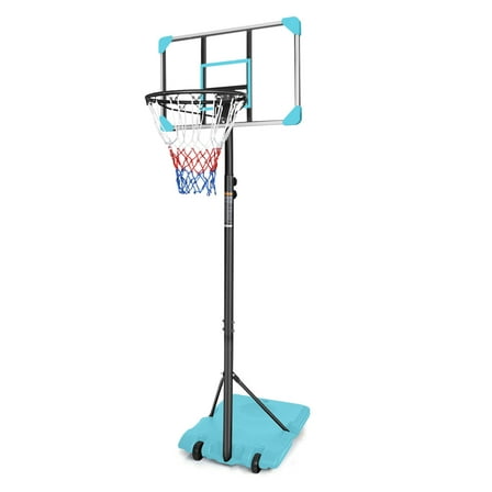 Portable Basketball Hoop System - Height Adjustable 5.6-7ft, 28 Inch Backboard - Indoor Outdoor Basketball Goal for Youth & Teens with Stable Base & Wheels