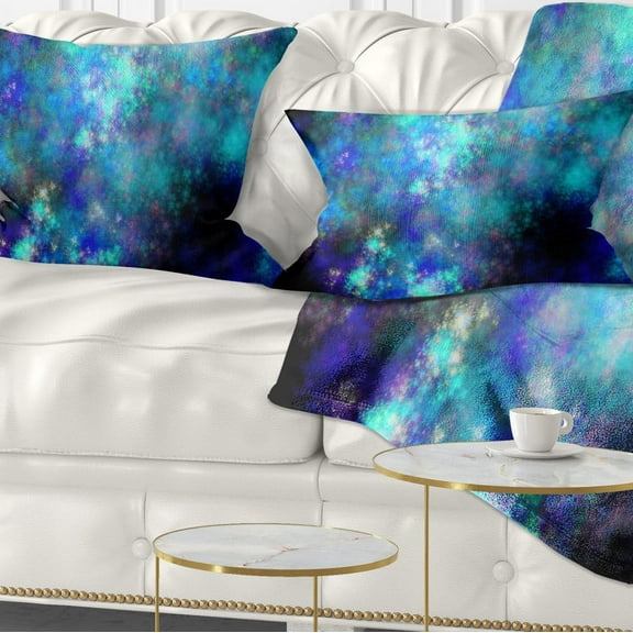 Designart Light Blue Starry Fractal Sky - Contemporary Throw Pillow - 12x20