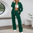 thumbnail image 2 of UJNDER Stylish Women's Trousers Suit Casual Zipper Cardigan with Long Pants for Modern Wardrobe Pant Suits for Women Dark Green L, 2 of 4