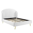 thumbnail image 2 of Modway Lana Queen Performance Velvet Wingback Platform Bed in White, 2 of 11