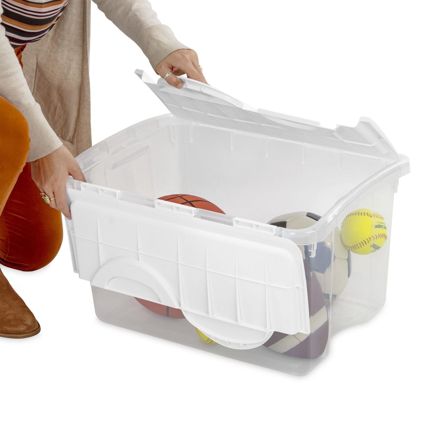 Sterilite 45L Hinged Lid White Storage Box