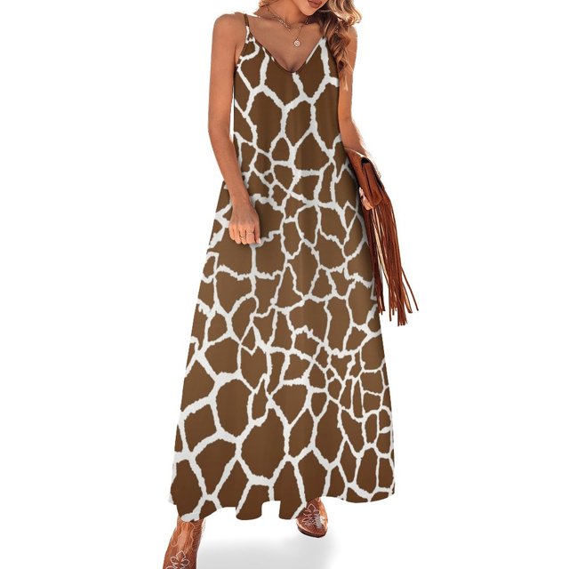Vestido sin mangas con estampado de jirafa, vestidos elegantes de tallas grandes, vestido de mujer de verano