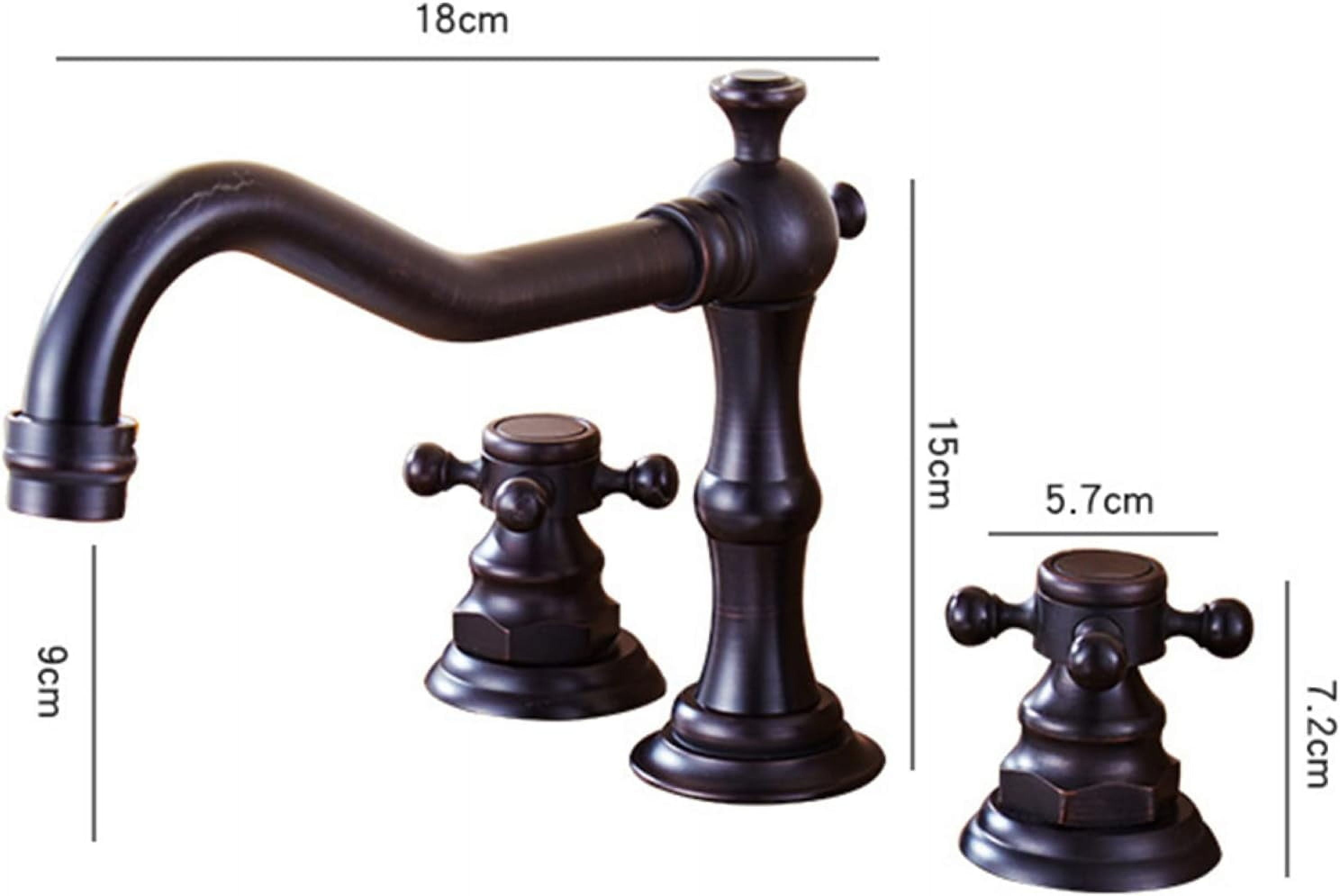 Vintage Bathroom Faucet, Hot and Cold Sink Mixer Tap Faucet, 2 Handle Bathroom Faucet, Double Cross Handle Mixer Bathroom Sink Tap, Brass Sink Faucet Bathroom 3 Hole, Black