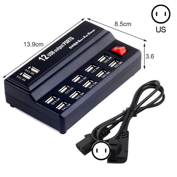 Cargador Usb Con Múltiples Puertos Estación De Carga Inteligente Toma De Concentrador Multipuerto Cargador Rápido Tira De Alimentación Para Tableta De Teléfono Móvil Speravity EL012973-00