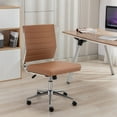 thumbnail image 2 of Okeysen Brown Armless Office Desk Chair, Mid Back Ergonomic Swivel Conference Room Chairs, Adjustable Height PU Leather Home Desk Chair, Modern Small Rolling Computer Task Chair, 2 of 18