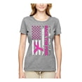 thumbnail image 2 of Wild Bobby Back the Pink American Flag Breast Cancer Awareness Women Graphic Tee, Heather Grey, Medium, 2 of 6