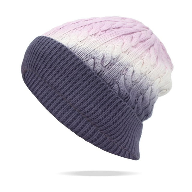 Hat for Women Ohufall Knitted Pullover Hat Winter Light Body Two-layer Mixed Color Breathable Toe Cap