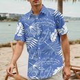 thumbnail image 4 of LTTVQM Men's Hawaiian Shirt Short Sleeve Tropical Casual Beach Button Down Pocket Shirts Floral Print Summer Vacation Stretch Lounge Tops Blue 2XL, 4 of 5