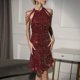 thumbnail image 1 of Vestido ajustado con purpurina para mujer, elegante vestido midi sin mangas, elegante vestido de fiesta y club, 1 of 7