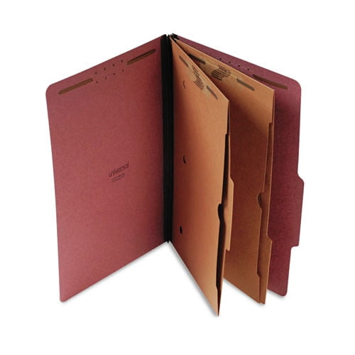 Universal UNV10326 2 Dividers, Six-Section Classification Folder with Pockets - Legal Size, Red (10/Box)
