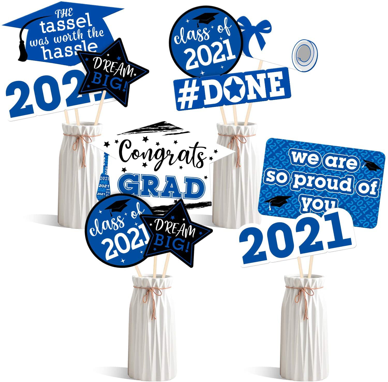 Blue for Kids Graduation Theme Congrats Grad Family Gathering Party Decorations Class of 2021 Kindergarten Toss Games Banner 