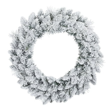 Holiday Time Winter Frost Flocked Un-Lit Wreath, 24"