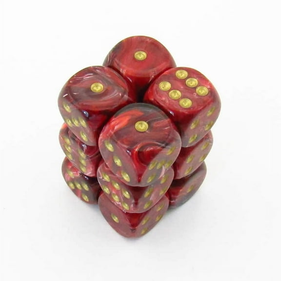 Burgundy Vortex Dice with Gold Pips D6 16mm (5/8in) Pack of 12 Chessex