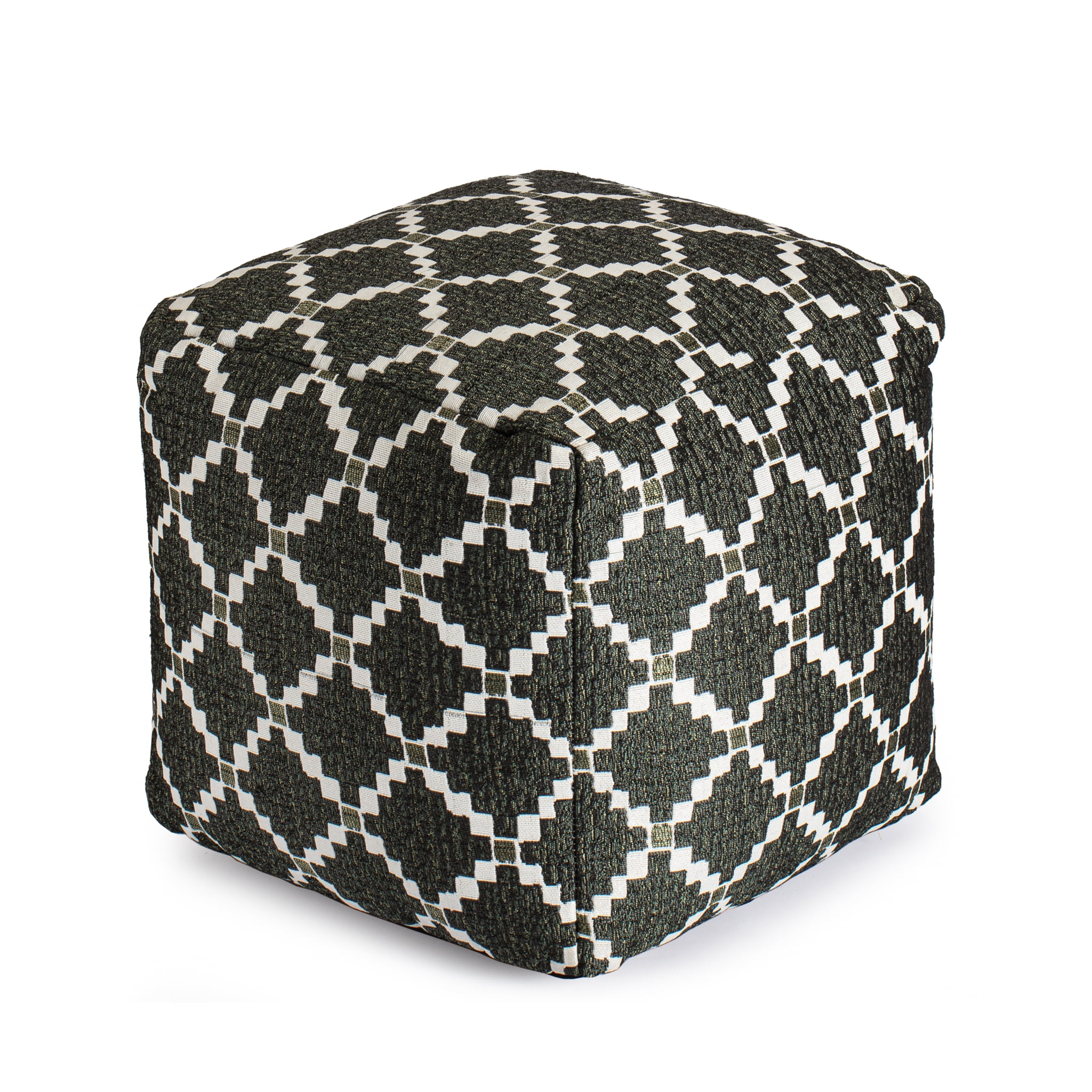 Deschutes Green 18" x 18" x 18" Green & Ivory Pouf