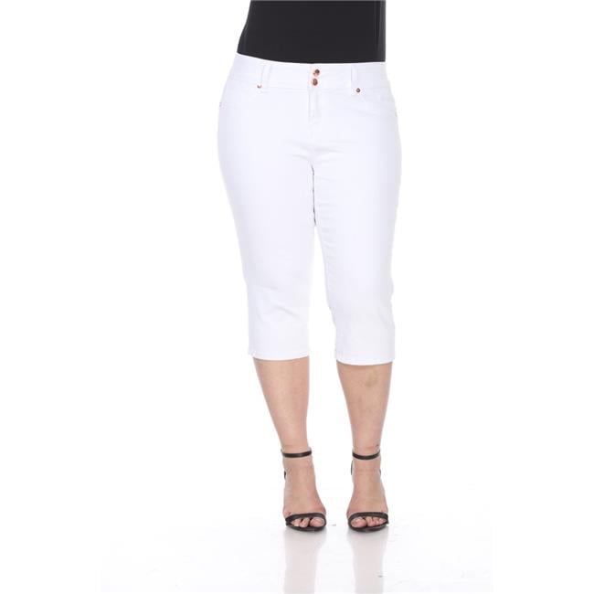 White Mark Women's Plus Size White Capri Jeans