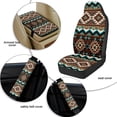 thumbnail image 5 of Xoenoiee Geometric Navajo Ethnic Tribe Print Faux Leather Interior Accessories Set of 5, Waterproof Car Seat Cover Car Seatbelt Cover Armrest Cover Pad Universal Fit Truck SUV, 5 of 7