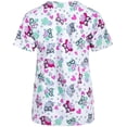 thumbnail image 2 of Minty Mint, Women's, Stretch Printed V-Neck Medical Scrub Top, Light Blue, M, 2 of 2