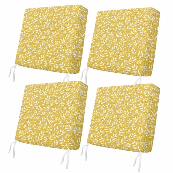 Outdoor Patio Cushion Covers 4 Pack Yellow Eucalyptus Leaves Patio Chair Cushion Covers Botanical Vine Branches Farmhouse Waterproof Outdoor Seat Cushion Covers for Patio Furniture 22"x22"