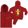Personalized Caillou and Stars Red Zip-Up Toddler Boy Hoodie