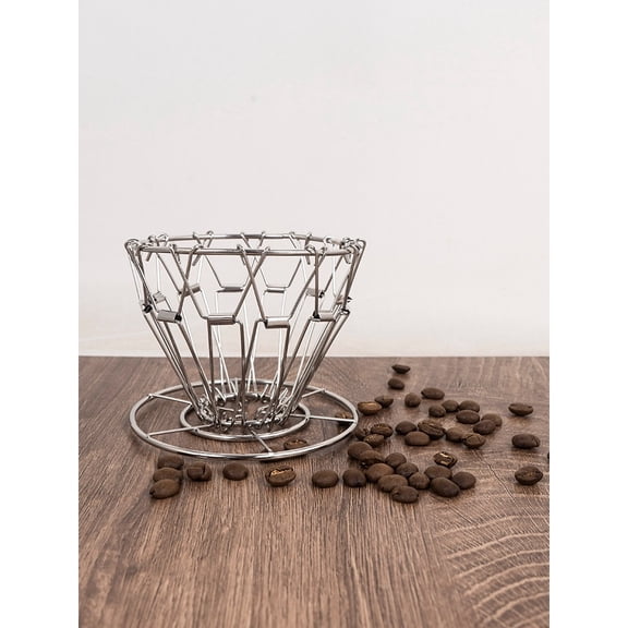 Collapsible Pour Over Coffee Maker - stainless steel Coffee Dripper Set For Camping & Travel（silvery）