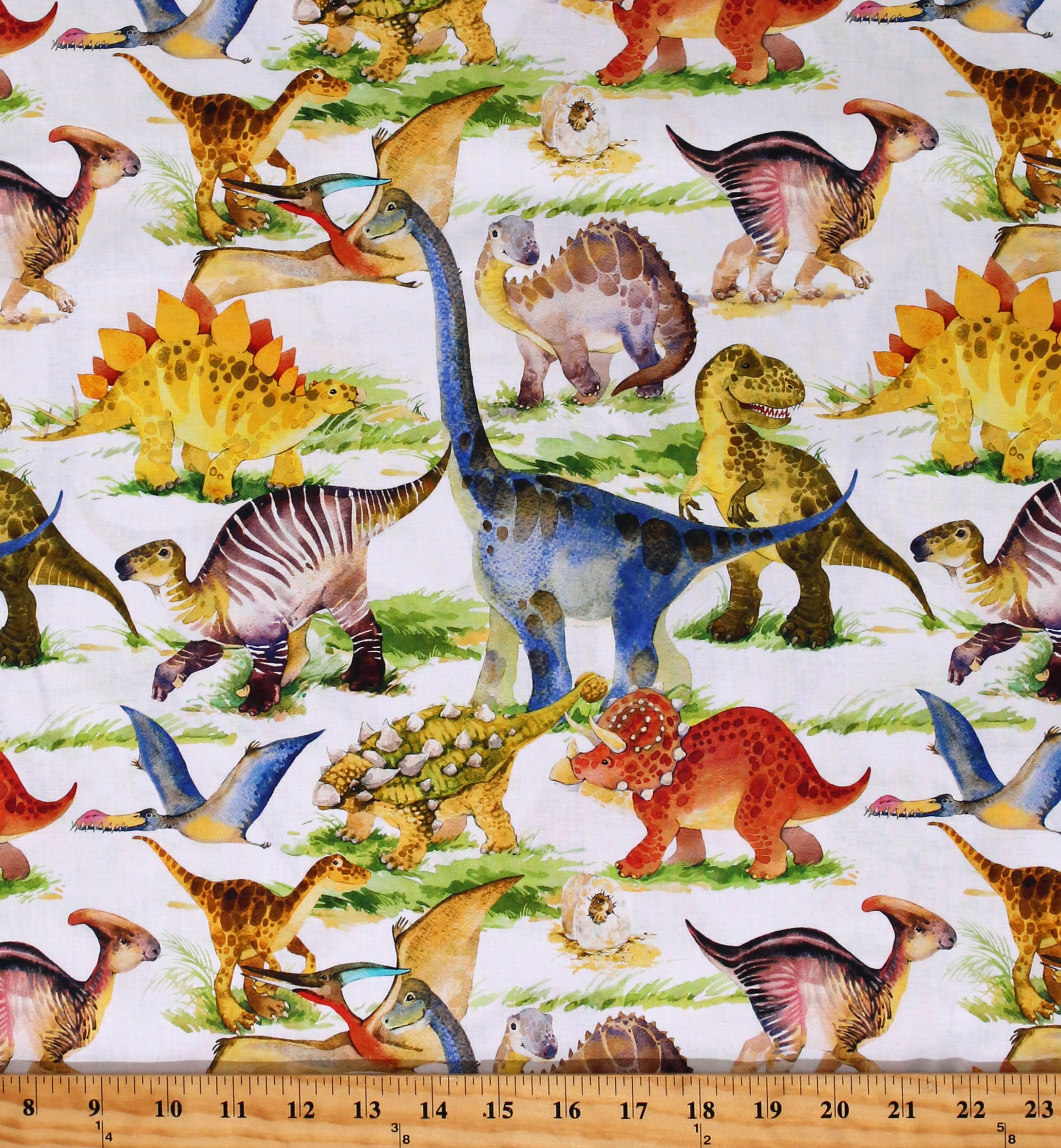 Watercolor Dinosaur T-Rex Side Fabric Panel