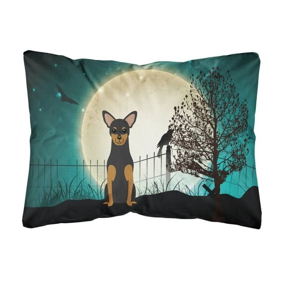Carolines Treasures BB2218PW1216 Halloween Scary Manchester Terrier Canvas Fabric Decorative Pillow, 12H x16W,