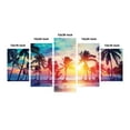 thumbnail image 2 of Landscape 5 Panels Acrylic Glass Wall Art, Palm Tree Silhouettes Tropical Beach Island Sunset Romance Colorful Coastal Sky, Accent for Living Room, Bedroom, Dorm, 60" x 30", Multicolor, by Ambesonne, 2 of 5
