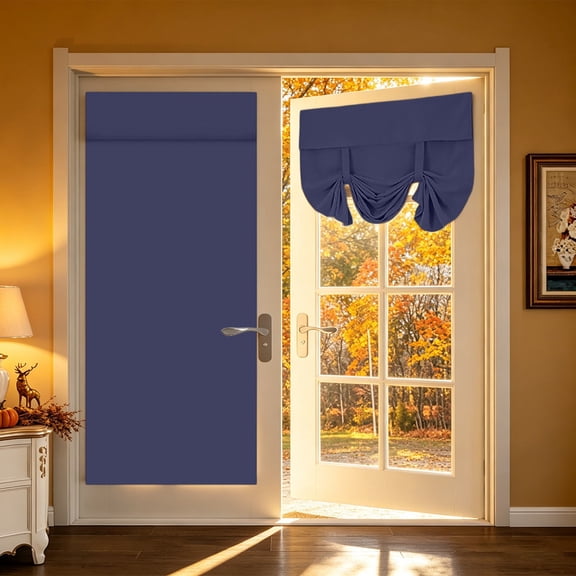 Navy Polyester Blackout Roman Window Shade Light Blocking Temporary Sun Curtain For Bedroom Home Office Small Apartment Interior Window Decor 68.1*26In