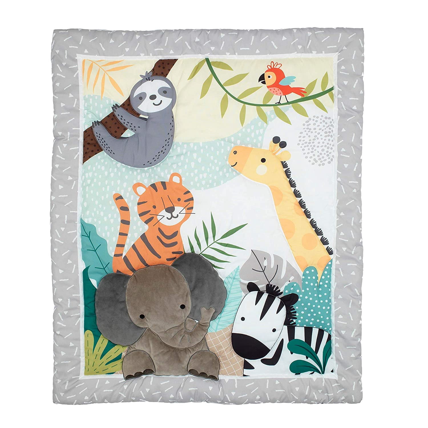 Mighty Jungle 3-Piece Crib Bedding Set with Quilt Sheet and Skirt
