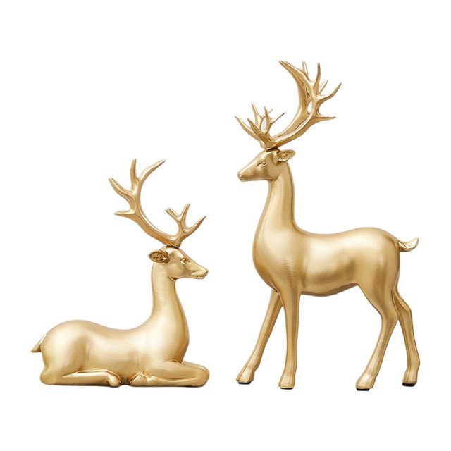2 estatuas de ciervos y alces, esculturas de animales, decoración para el hogar, figuras de resina para oficina, estantería, chimenea, armarios y