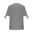 thumbnail image 6 of Olyvenn Stylish Cotton Linen Shirts for Women Summmer Slit Short Sleeve Casual Tops Henley Vcation Beach Lounge Button Lightweight Tunic Blouse Gray XL, 6 of 6