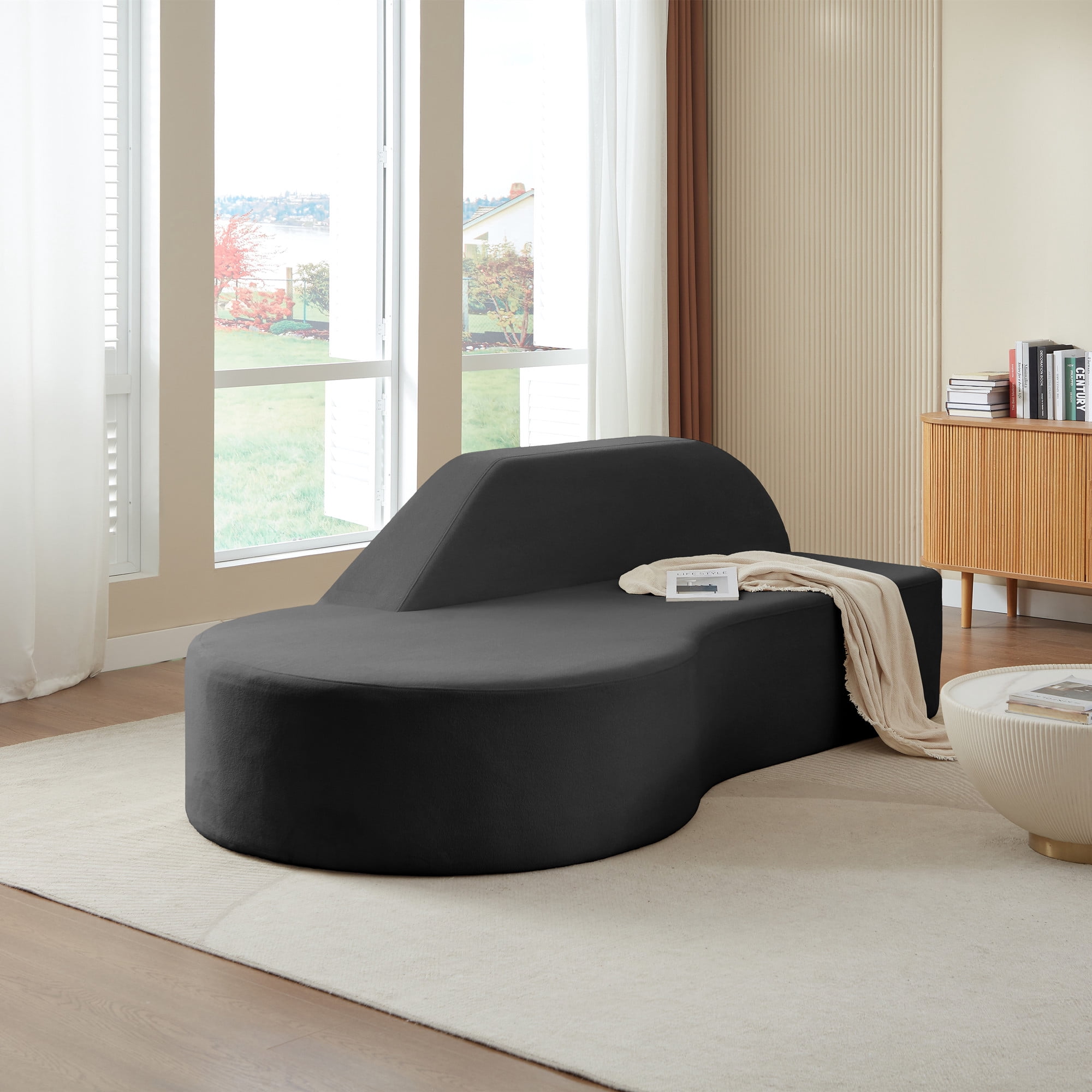Aukfa Modern Curved Couch No Assembly Sofa for Living Room Bedroom Comfy Luxury Minimalist Sofa, Gray