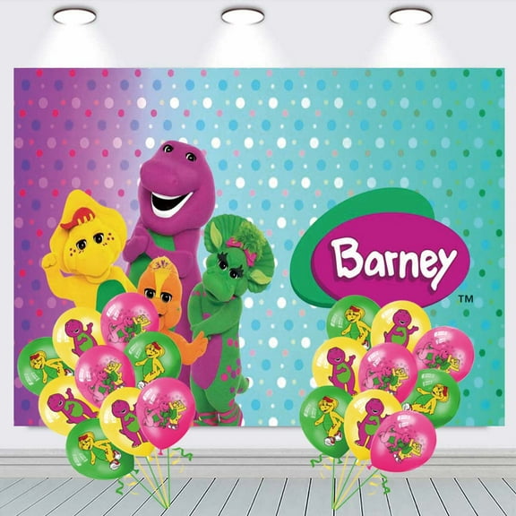 Barney and Friends Birthday Balloons Party Supplies Banner Backdrop Background Taspestry Poster Wall Decor