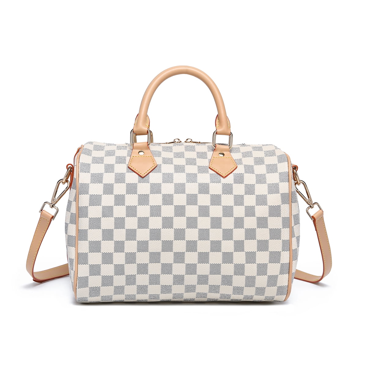 Womens Ladies Designer Checkered Tote Bag Leather Style Quality Shoulder Handbag 