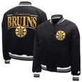 thumbnail image 3 of Women's Starter  Black Boston Bruins Arch Stripe Satin Full-Snap Varsity Jacket, 3 of 3